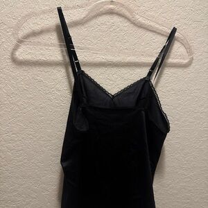 Cabernet Camisole Top Black Laced VNeck Straps Nylon Size 32/38 Vintage Y2K 90s